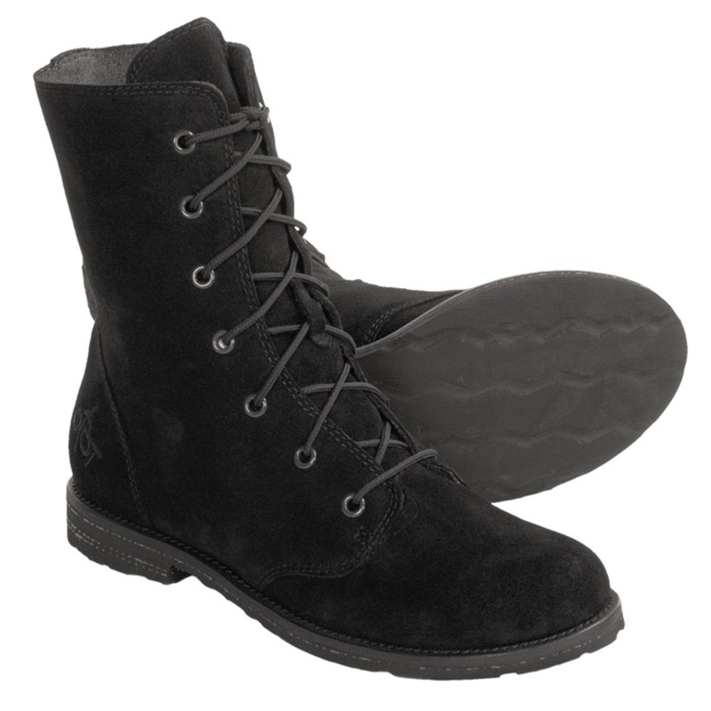 • SOLD • Black Suede Combat Boots - Picture 1 of 10